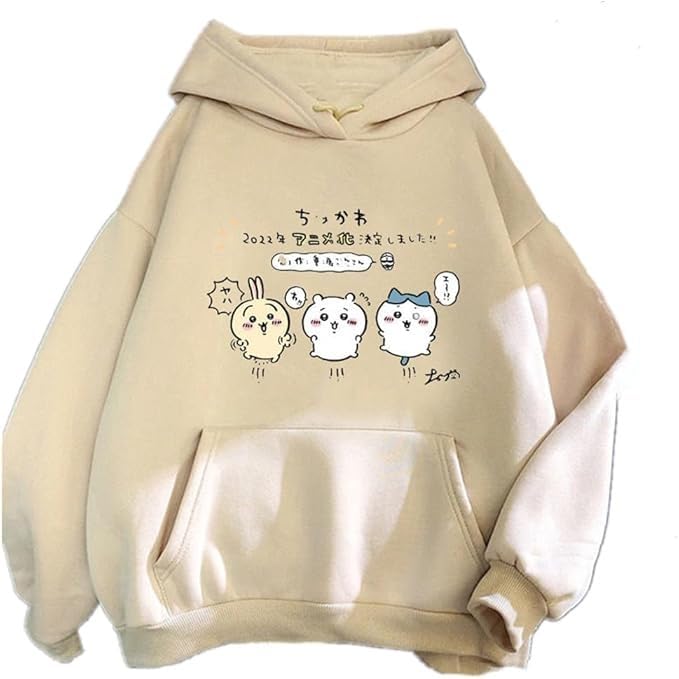 Anime Couple Print Long Sleeves Winter Hoodie with Front Pocket Men’s & Women’s Sweater