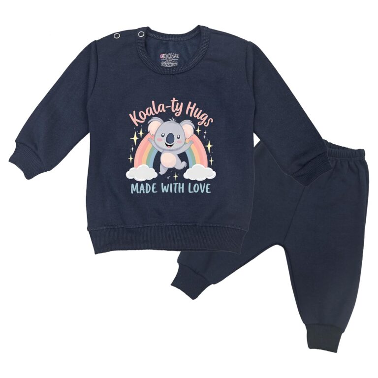 Baby Fleece Sweatshirt & Pajama Set – Winter Wear (0-24Months), Soft, Warm, Cozy, Full Sleeve, Neck Open, Unisex Outfit for Boys, Girls Infants & Toddlers