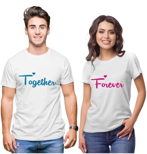 Together Forever Couple T-Shirts, White Cotton, Matching Design