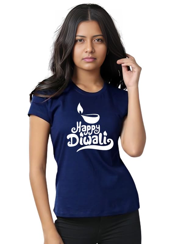 Touch Me Fashions | Stylish Casual Woman Wear | Happy Diwali D1 | Half Sleeve Round Neck | T-Shirt