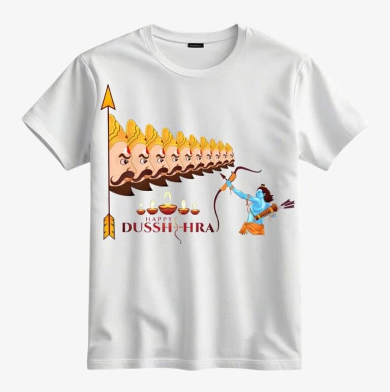 Kids Shri Ram Printed T-Shirt | Jai Shri Ram Festival Wear for Boys & Girls | Ram Navami & Diwali Special Polycotton Graphic Printed White Round Neck T Shirt (PY-195)