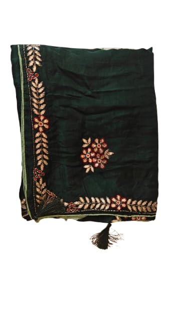 Women’s Bandhani Tie And Dye Handloom Handwork Gotta Patti Saree with Blouse For Wedding Party Festivals Karwachouth Diwali Puja.