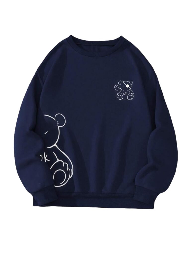 TAGAS Bear Graphic Sweatshirt for Women | Trendy Oversized Pullover Sweatshirts | Soft Fleece Pullover Winterwear