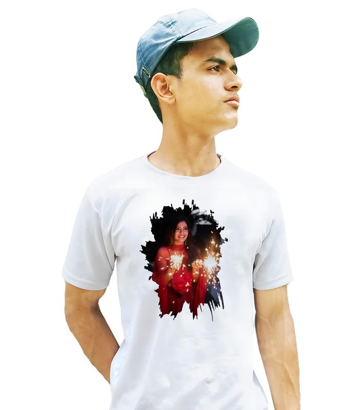 Customized Photo Print Tshirt This Diwali T-Shirt Gift for Couple, Friend and Family White Half Sleeve for Boy and Girls Happy Diwali (13)