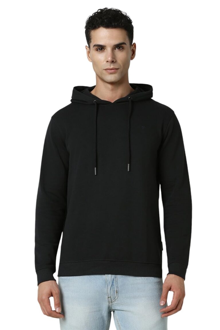 Van Heusen Men’s Hooded Neckline Full Sleeve Premium Cotton Blend Sweatshirt for Men | Effortless Styling | Comfort Wear