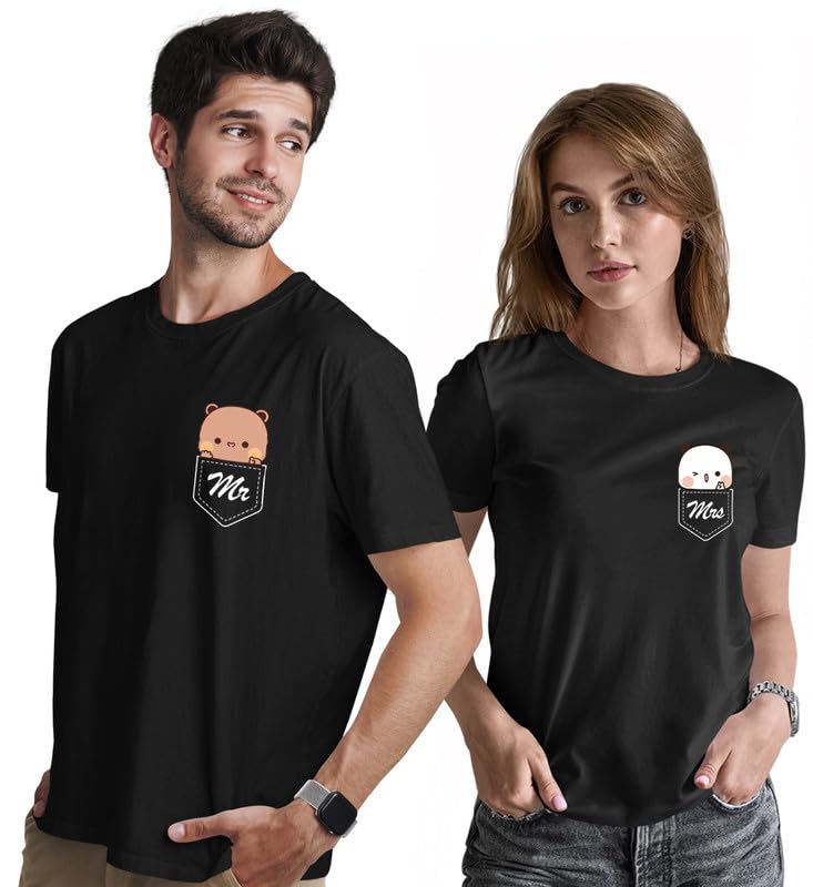 INDISSH Couple Love Printed 100% Cotton Tshirt for Men and Women – CP-MRMRS
