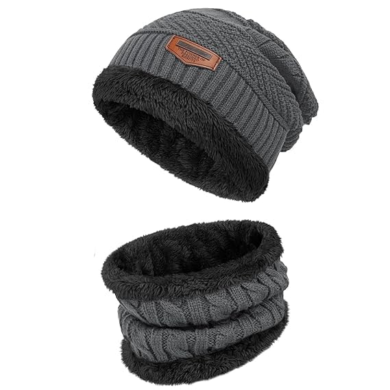 Aenon Fashion is my passion Winter Woolen Beanie Cap & Muffler for Men & Women| Beanie Cap| Woolen Topaa| Winter Cap| Head & Neck Warmer|