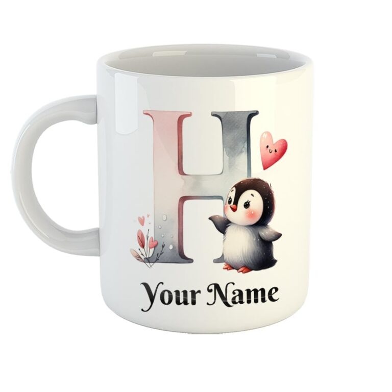 YaaNaa – Customized/Personalized Coffee Mug/Cup with Name Printed, Letter H, Valentine Gift, Friends, Couple, Office, Birthday, Anniversary, Relatives, R6421-WH