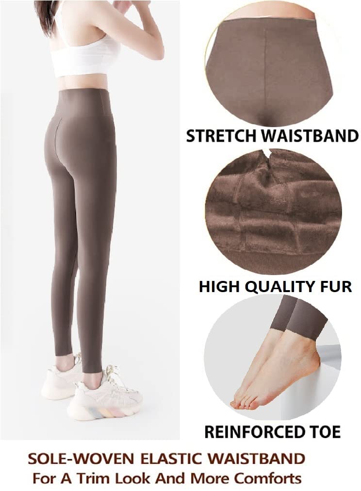 Alexvyan Ankle Length (24 to 34 Waist) Stretchable Fleece Women Warm Thick Fur Lined Fleece Winter Thermal Soft Legging Tights Stocking – Slim Fit