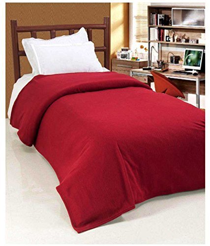 RICHLINEN Plain Polar Fleece Single Bed Blanket Warm Soft & Comfortable for Winter/AC Room/Hotel/Donation/Travelling (Maroon/L*B(90 * 60) Inch)
