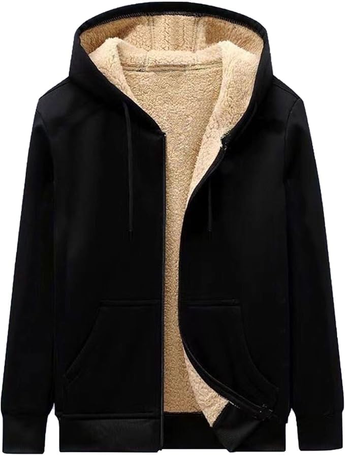 FUNKY MONKEY Unisex Fleece Sherpa Hoodie, Winter Warm Pullover Sweatshirt, Soft Fur Lined, Casual Hooded Sweatshirt, Cozy & Stylish Outerwear