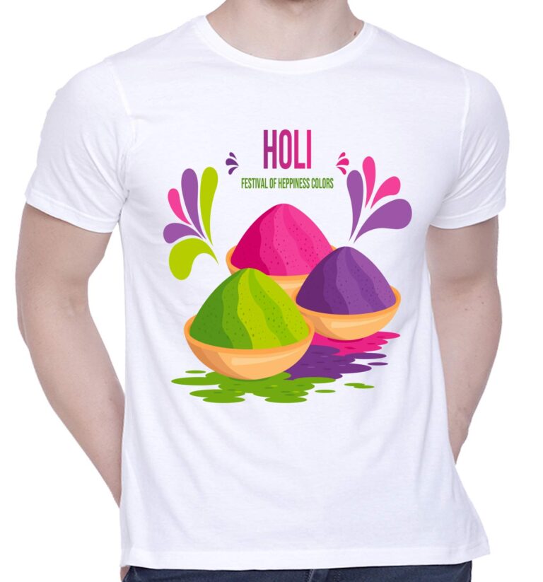 Graphic Printed T-Shirt for Unisex Holi – Festival of Colors | Festive T-Shirt Tshirt | Casual Half Sleeve Round Neck T-Shirt | 100% Cotton | D00310-14