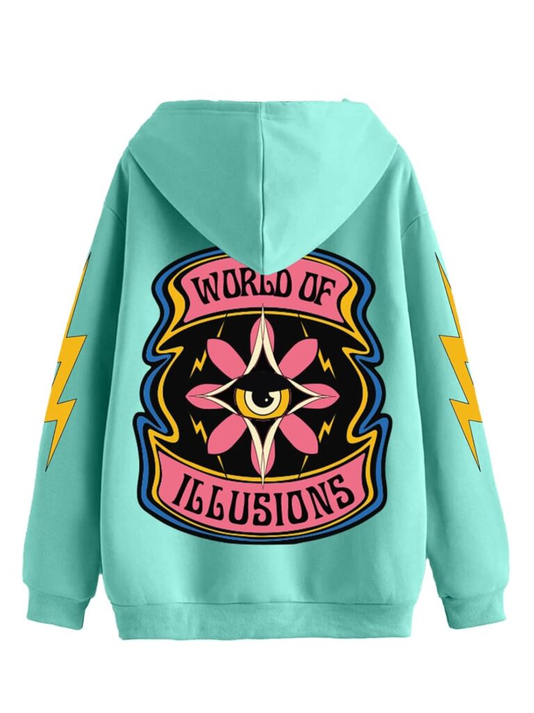 Veirdo® Cotton Fleece Regular Fit Full Sleeve Hooded Sweatshirt Front and Back Graphic Printed Jumper Hoodie for Men