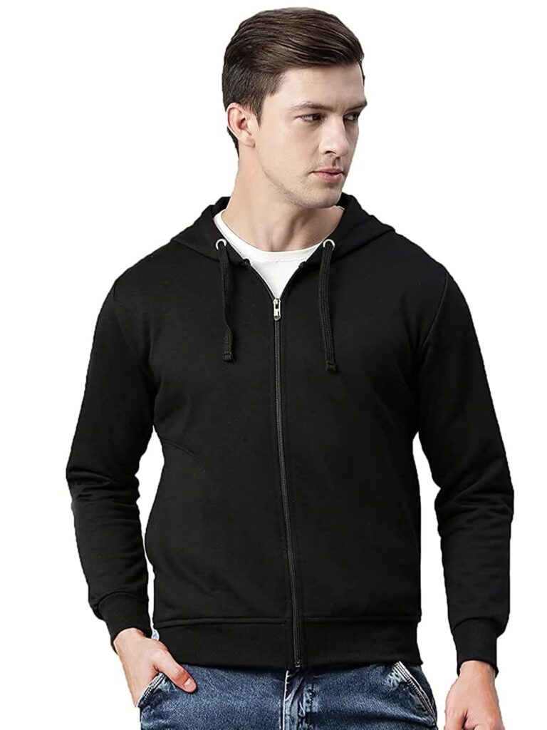 OM DESIGNER Men’s Regular Fit Hooded Neck Cotton Blend Full Sleeve Hoodie Sweatshirt with Zipper for Men