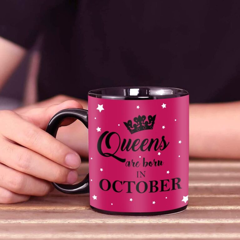 Sky Trends Queens are Born in October Printed Black Coffee Mug October Born Gifts/October Birthday Gift for Girls/Girlfriend/Sister-034