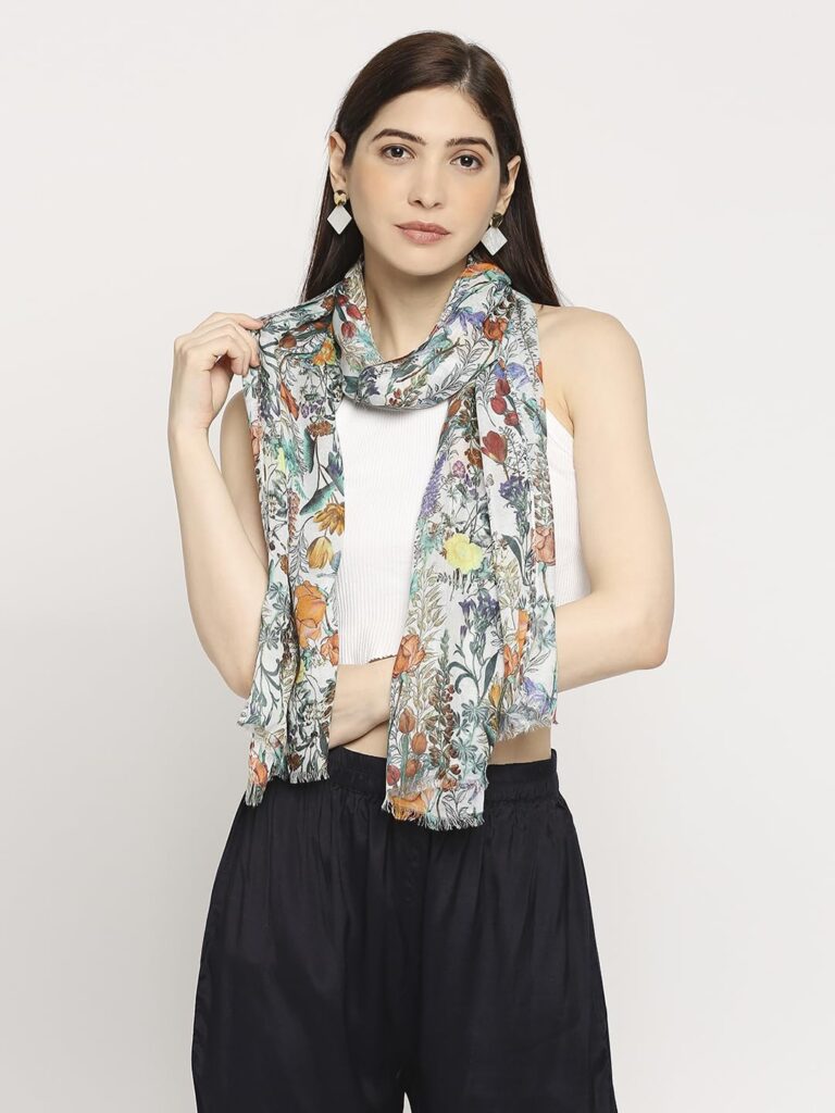 CLOTH HAUS INDIA Multicolor Printed Viscose Scarf For Women, Lightweight Soft Scarves Stoles for Summer & Winter (Size: 183 X 51 cm) || Pack of 2 ||