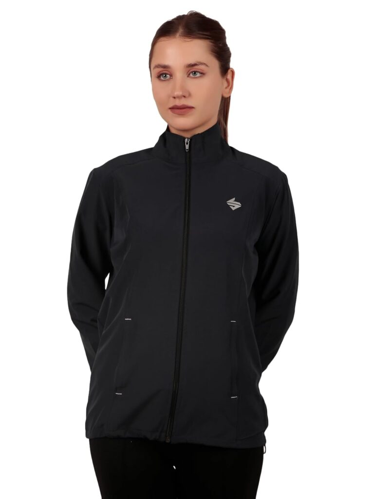 John Ally Women’s Sports Gym Jacket with both side zipper pockets with Mesh/Net material perfect for Winter, Workout, Running, Sports, Hiking, Travelling, and Casual wear.