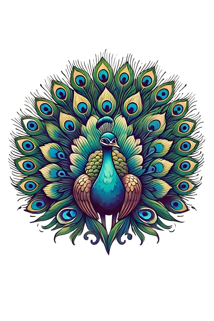 DECORAURA Rangoli Stickers for Door Entrance | Rangoli Stickers for Pooja Room | Rangoli for Diwali Decoration Wall Stickers for Floor | Peacock Rangoli Peel & Stick (Design-3, 40 X 40 Cm)