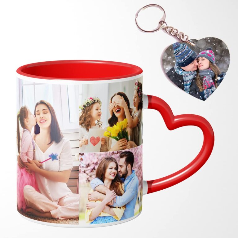 GiftsOnn Personalized Red Heart Handle Mug – Custom Photo, Name & Quote Ceramic Mug – 325ml for Girlfriend, Boyfriend, Anniversary, Valentine’s Day, Birthday – or Girls & Boys