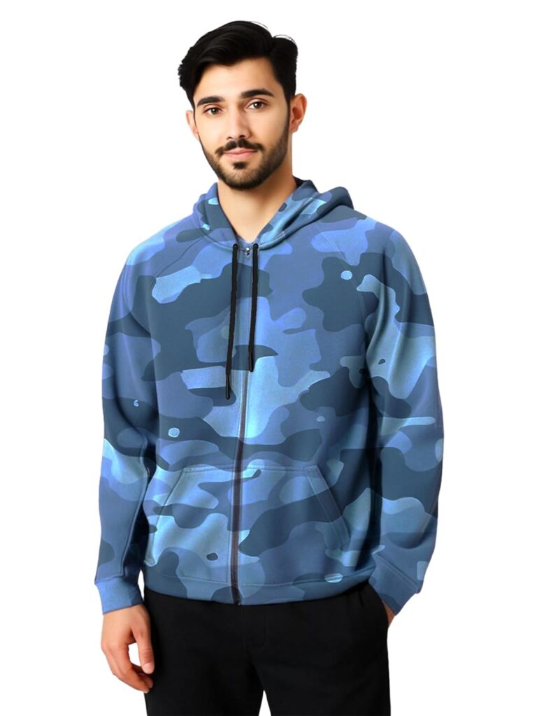 Mens Zipper Hoodie Jacket Cotton Hooded Sweatshirt for Men Stylish Travel Wear Winter Outfit, Full Sleeve Fashion Dress for Man Casual Look