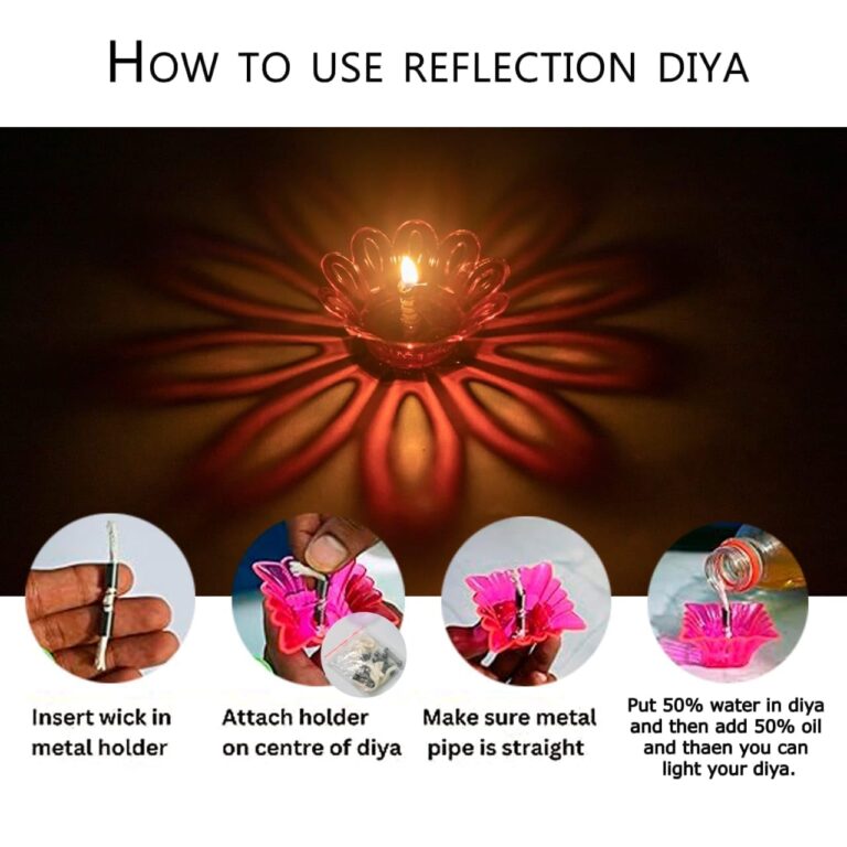 MOROVIK 12pcs Diwali Diyas Colourful 3D Reflection Diya for Diwali Decor Flower Shape Shadow Reflective Diyas for Diwali Decoration Items for Home Decor Reusable Diwali Light (Mix Color)