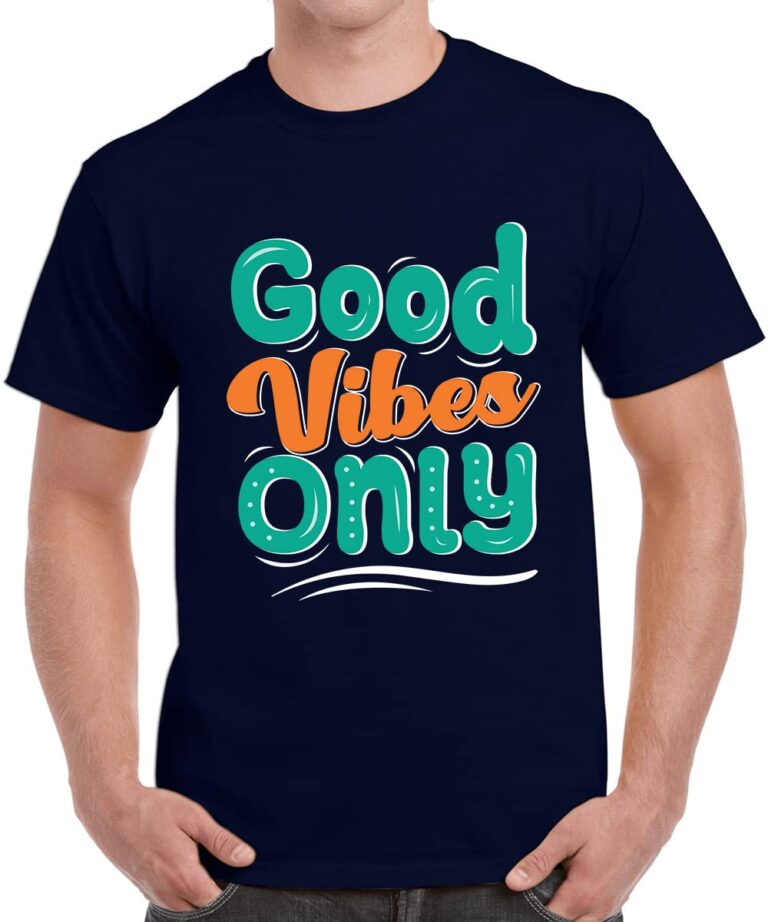Caseria Men’s Cotton Printed T-Shirt -Good Vibes | 100% Cotton | Half Sleeves | Regular Fit | Printed | Round Neck | Graphic T Shirt