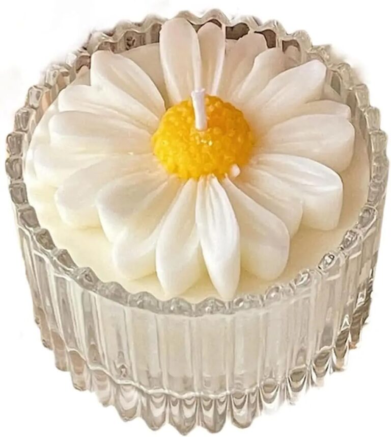 Aile Craft Sunflower Candle in Glass Jar, Soy Wax Long Lasting Jasmine Scented Candles, Aromatherapy Candle Gift for Diwali, Valentine’s Day, Birthday, Thanksgiving – (White, Pack of 1)