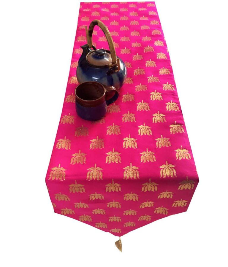 Pink Parrot-Jacquard Silk Table Runner 12×70 1 pc