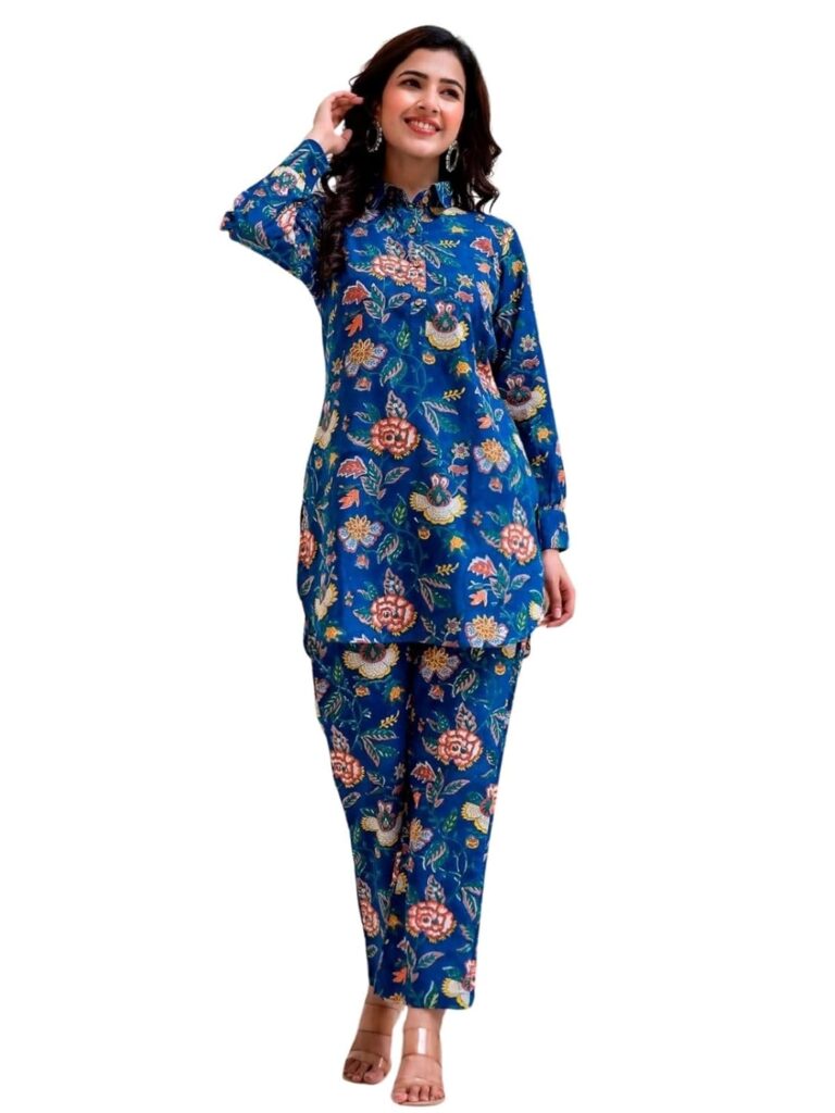 GRECIILOOKS Stylish Co Ord Set for Women | Lightweight Two Piece Pajama Set for Holiday Look & Puja | Trendy Summer Travel Outfit | Full Pair Set |Floral Printed Co-Ord | Hangouts | Picnic | Vacation Wear