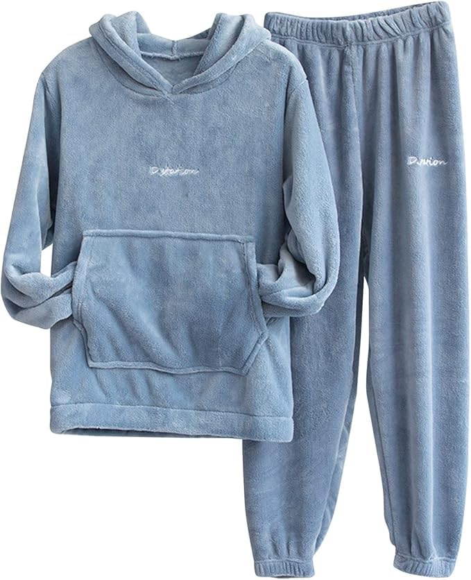 Women’s Winter Hoodie | 2-Piece Sleepwear Sweatshirt Jogging Bottoms Solid Homewear Set Jumpsuit Suit High Waist Lightweight Suits 2-Piece