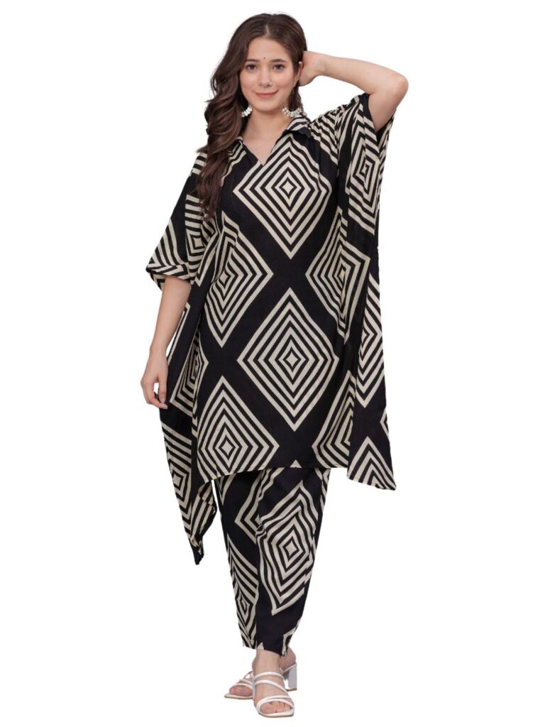 rytras Rayon Women’s Printed Kaftan Kurta Pant Set