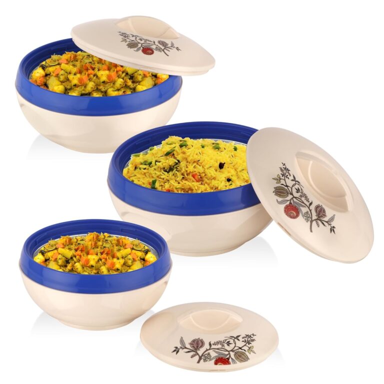 ASIAN Plastowares – Sonic Inner Steel Casserole (600 ml, 1000 ml, 1500 ml) Set of 3 | BPA-Free | Keeps Food Hot | Ideal for Serving, Gifts for Diwali & Housewarming | Casserole for Roti | Pink