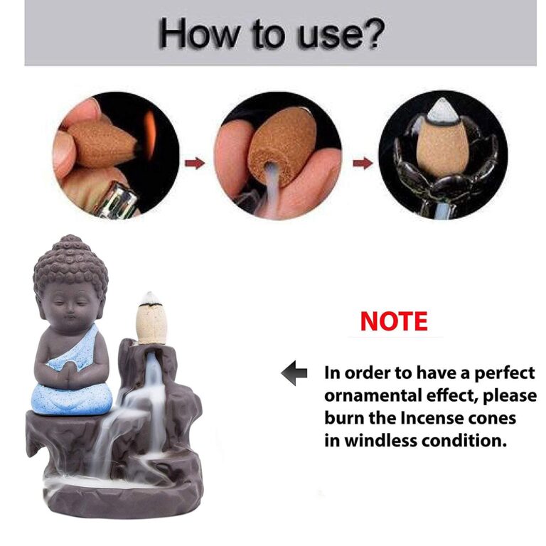 STARDOM MART Lord Buddha Smoke Back Flow Cone Incense Holder (Blue) / Fog Fountain Buddha Decorative 15 Smoke Backflow Cone(Plastic, Conical)