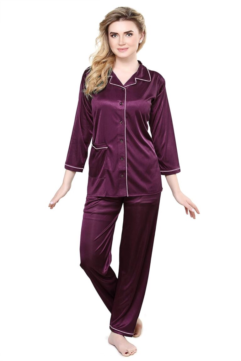TIGYWIGY Women’s Satin Plain/Solid Top and Pyjama Set Pack of 1