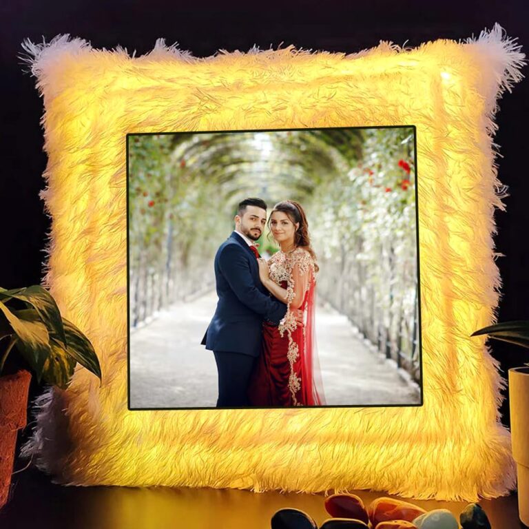 PRINTSWAYS Customized Photo Printed LED Cushion Pillow Best for Couples, Kids, Birthday, Anniversary, Return Gift – 16 by 16 Inch | Diwali Gift (16 by 16 Inch)
