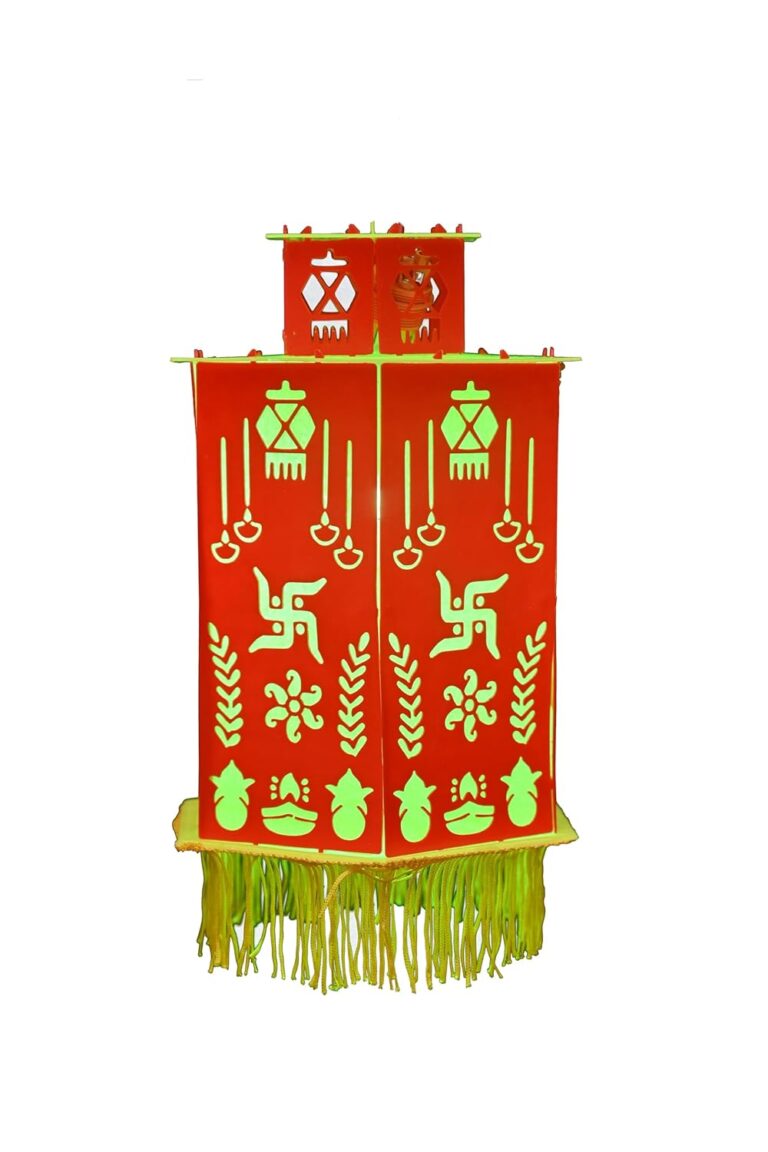 Fun N Play Eco-Friendly, Foldable Akashkandil, Decorative Diwali Lamp, Diwali Festival Hanging Light Lantern Made in India Light for Festival Indoor Outdoor Decorations_ SWASTIK PRM