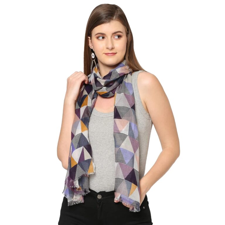 CLOTH HAUS INDIA Printed Viscose Multicolor Scarf for Women, Lightweight Soft Scarves Stoles for Summer & Winter (Size: 183 X 51 cm)