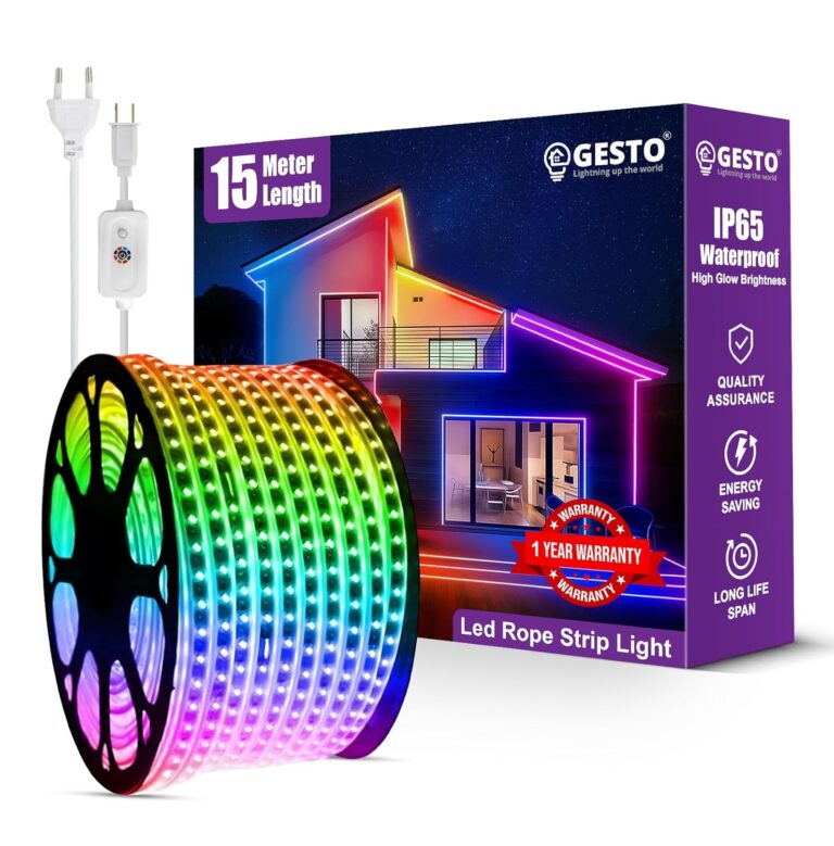 Gesto 15 Meter Rope Led Strip Lights – High Brightness Outdoor Lights Waterproof for Balcony,Home Decor,False Ceiling | RGB Strip Light for Diwali Decoration with Mode Change Controller (Multicolor)