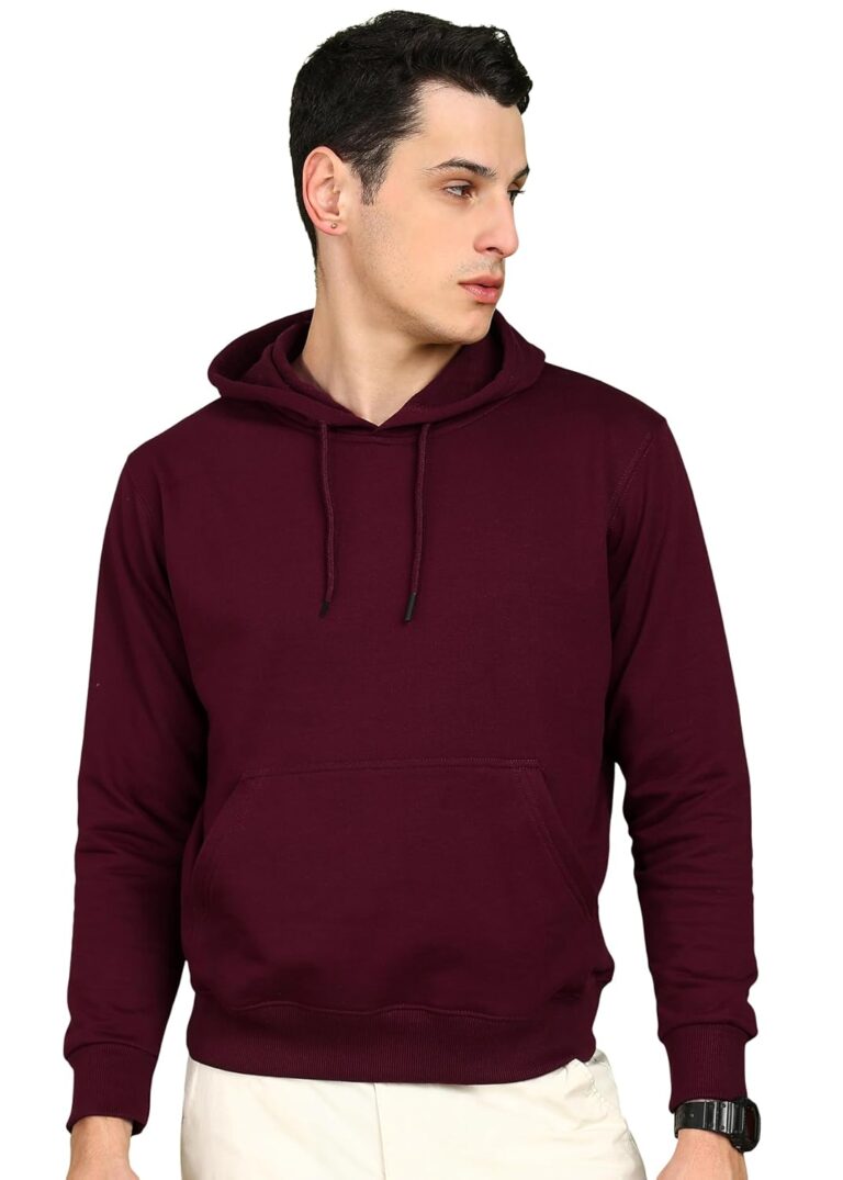 Alan Jones Clothing Men’s Solid Hooded Sweatshirt | Drawstring Hood, Kangaroo Pocket, Ribbed Hem | Regular Fit | Sizes S–5XL | Multiple Colors
