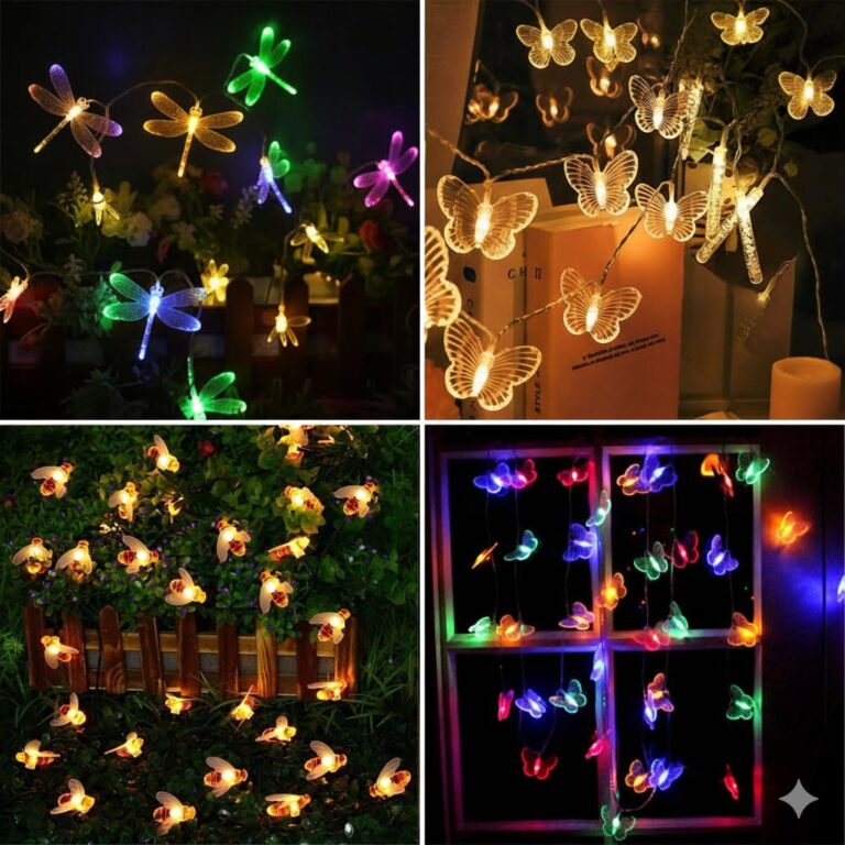 ALILA Diwali Decorative Lights Combo Set of 4 – Warm White, Multi Butterflies, Honey Bees, Dragonfly Butterfly – Festive Home, Balcony, Living Room, Bedroom, Party Lights – First Time Combo Offer