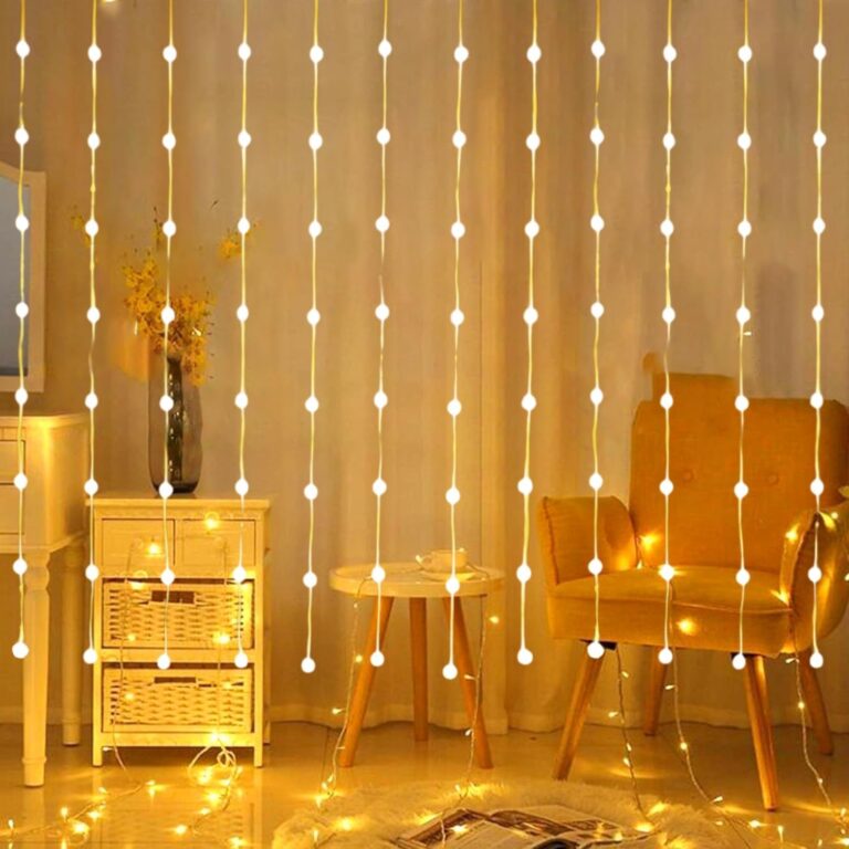 One94Store 80 Crystal Ball Curtain String Lights | 3×2 Meter Warm White LED Fairy Lights with 8 Flashing Modes | Window Curtain Lights for Diwali, Christmas, Wedding, Party, Festival & Home Decoration