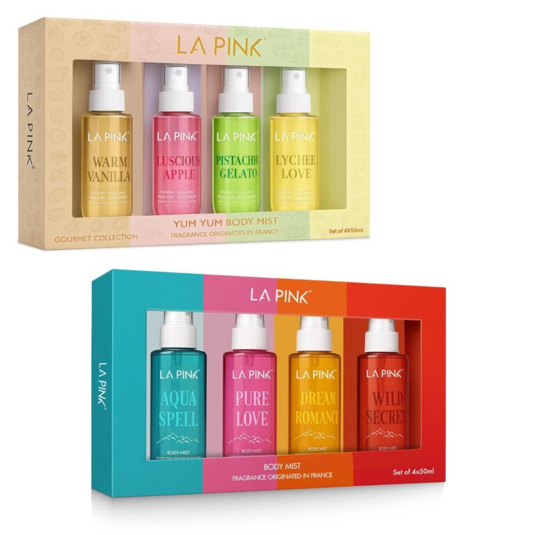 La Pink Body Mist Woman Gift Set Combo | Set of 8 Perfume Body Mist & Gourmet Collection | Travel Friendly Long Lasting Sweet, Warm, Fruity & Floral Fragrance | Premium Gift Pack For Unisex Adult | 50ml x 8