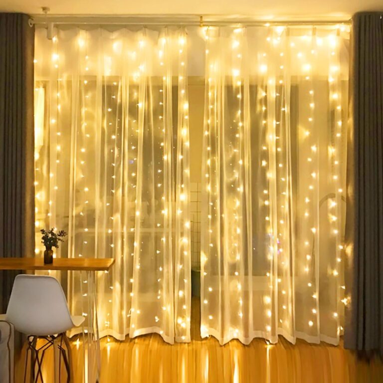 300-LED Plastic Fairy Curtain Lights – Diwali Window Decoration, Navratri Christmas New Year LED String Lights for Home Decor, 9.8 ft, (Warm-White Fairy Curtain) Made in India