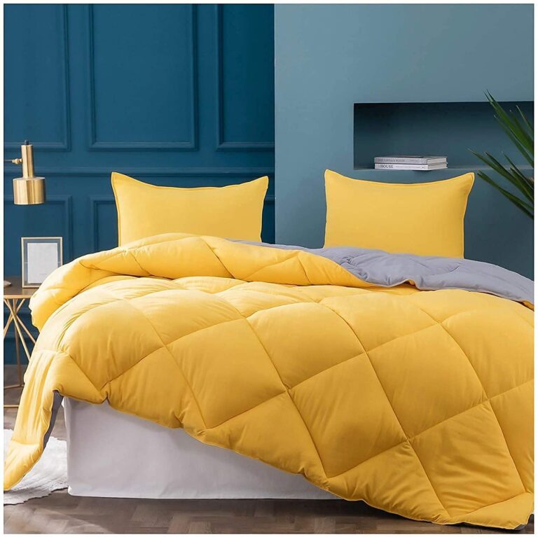 200 GSM Blanket for Summer Double Bed | Microfibre Reversible AC Comforter Set Duvet Quilt for King Size | Comfortable & Super Soft (Yellow & Silver)