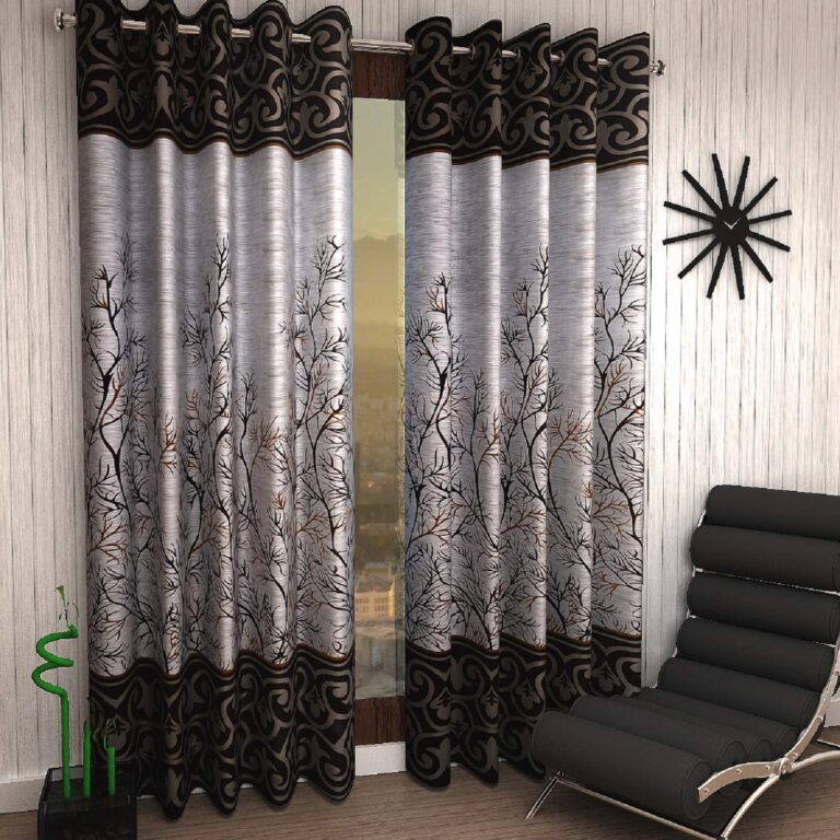 Home Sizzler 2 Piece Elegant Panel Eyelet Polyester Window Curtains – 5 Feet, Brown