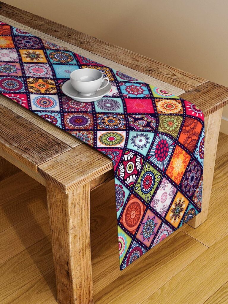 Alina Decor Polyester Canvas Digital Printed Table Runner for Dining and Center Table Home Decor Multicolor (Size: 13”X58”), Large