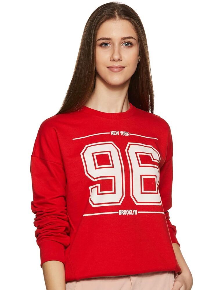 Amazon Brand – Symbol Women Cotton Blend Round Neck Regular Fit Sweatshirt (Pullover)