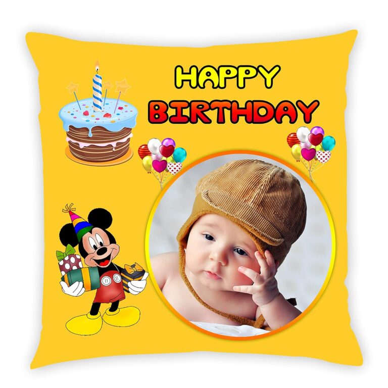 Pix Art Photo with Text Massage Printed Decorative Customized Cushion Size (Cute Baby)