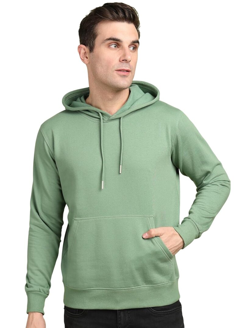 Alan Jones Clothing Men’s Solid Hooded Sweatshirt | Drawstring Hood, Kangaroo Pocket, Ribbed Hem | Regular Fit | Sizes S–5XL | Multiple Colors