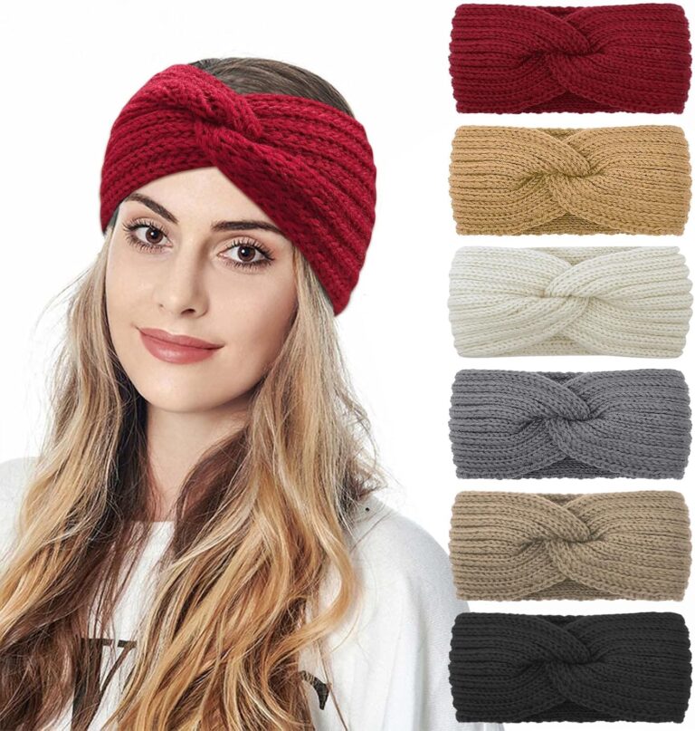1 Winter Headband Women’s Girls Hair Band Ear Warmers Women’s Knitted Headband Women Children Thick Hair Bands Elastic Yoga Skiing Hair Accessories (Black, One Size Fits Most)